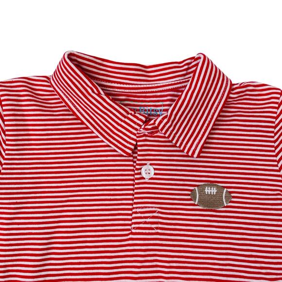 NWT Itsy Bitsy Size 18M Red Stripe Football Polo - Picture 2 of 3